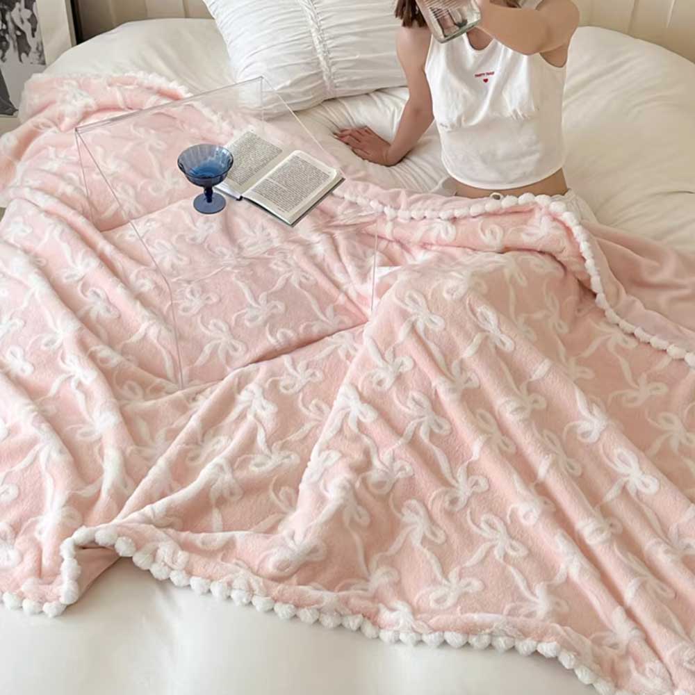 5color fur ribbon blanket