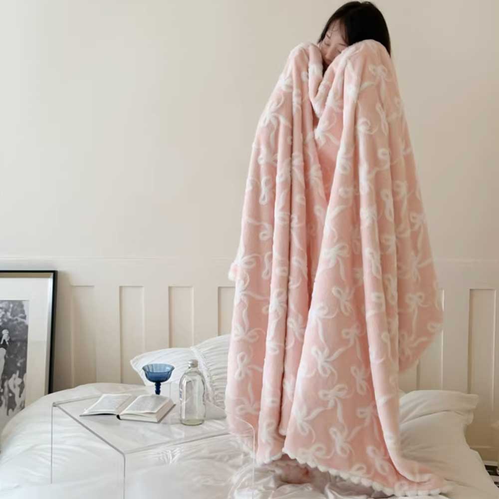5color fur ribbon blanket