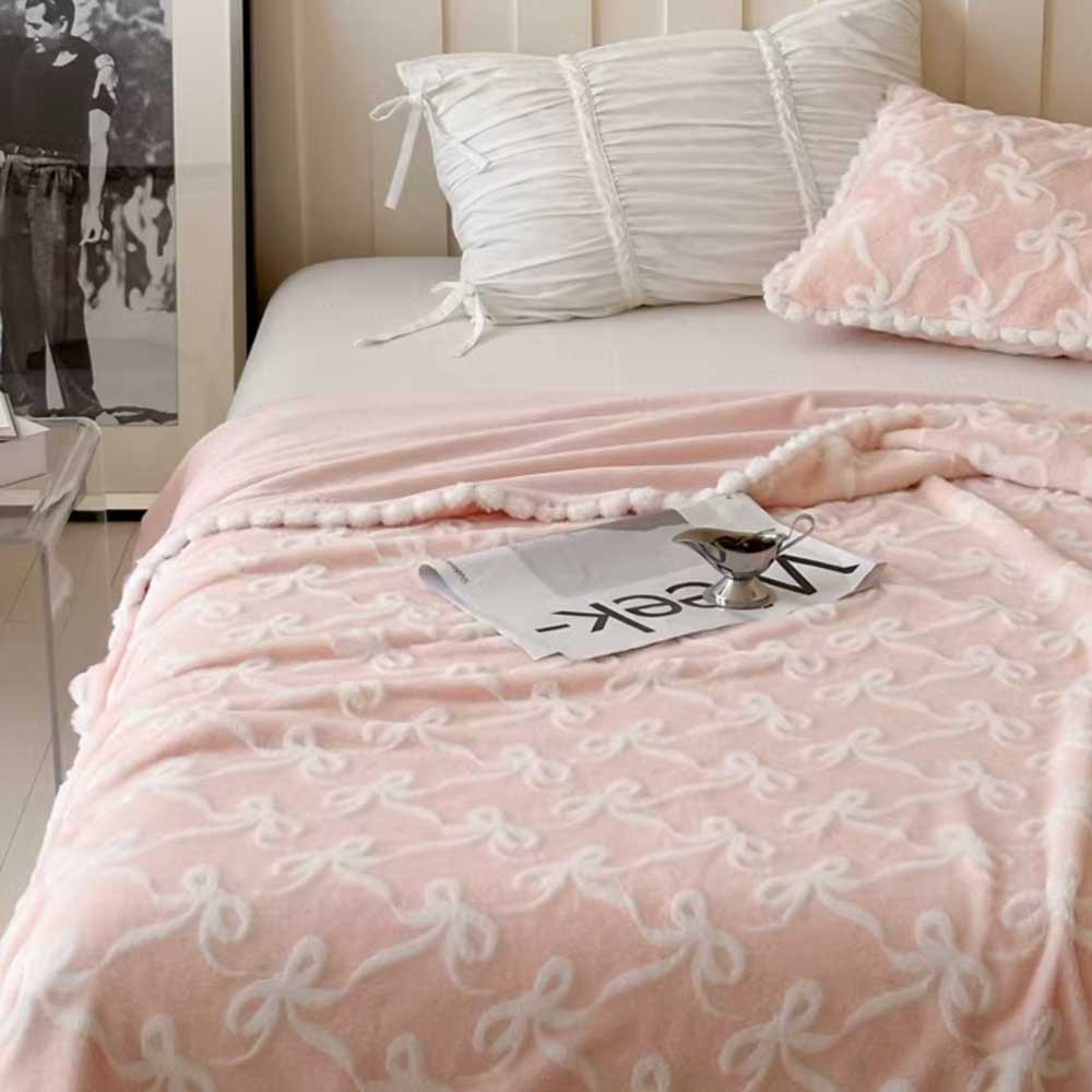 5color fur ribbon blanket