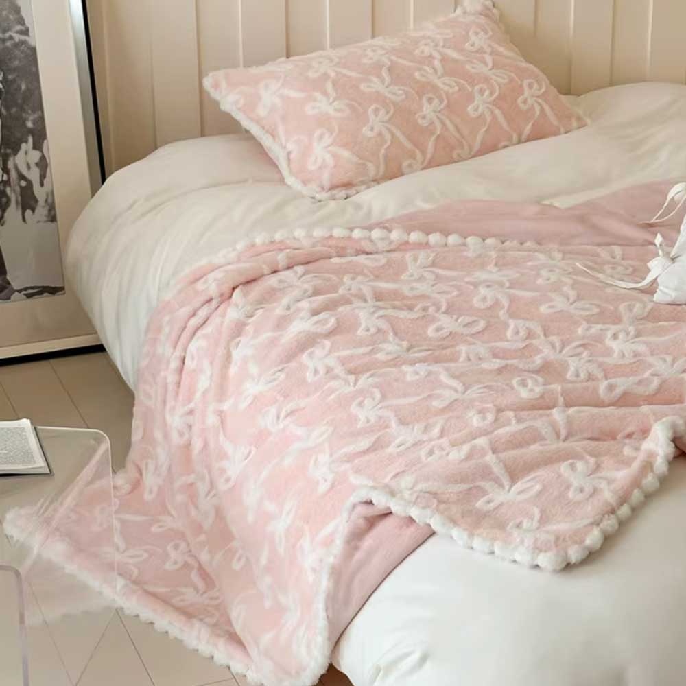 5color fur ribbon blanket