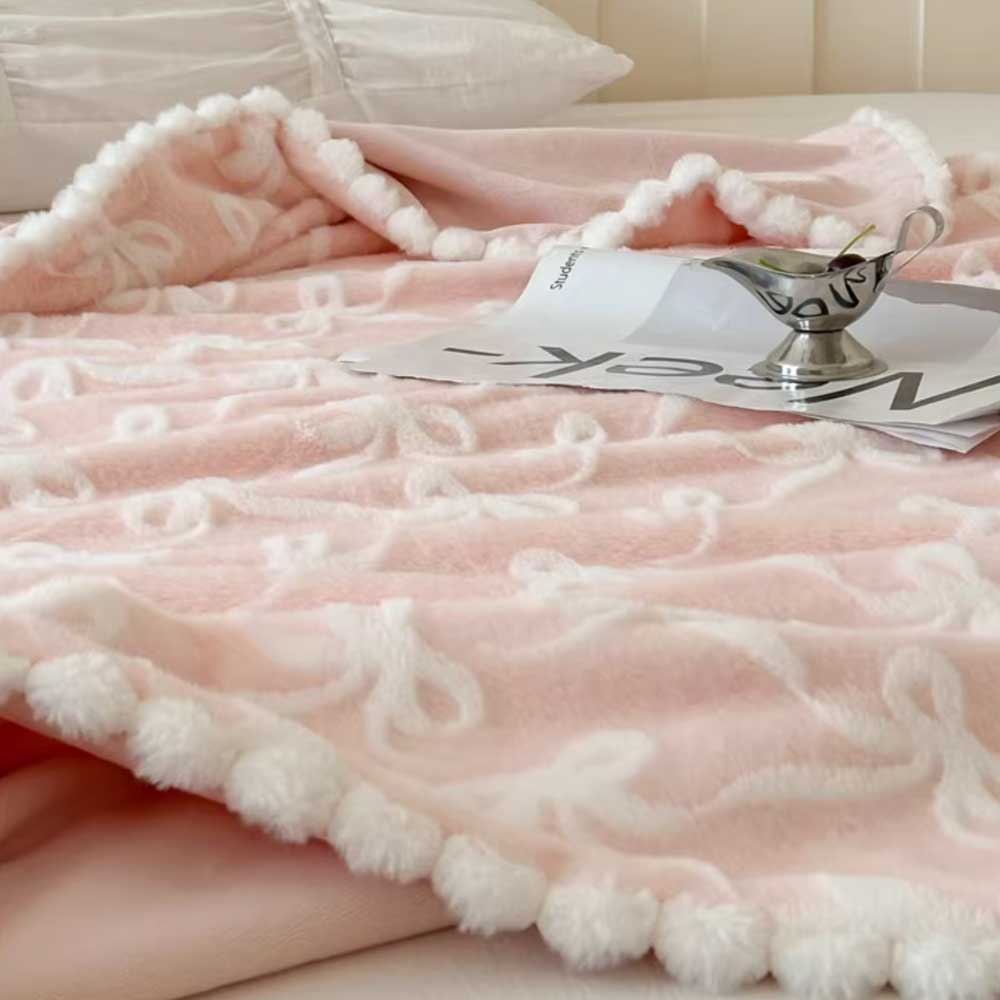 5color fur ribbon blanket