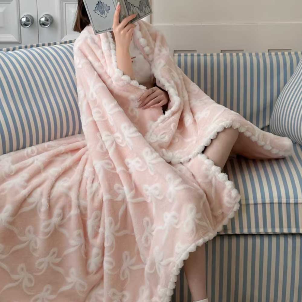 5color fur ribbon blanket