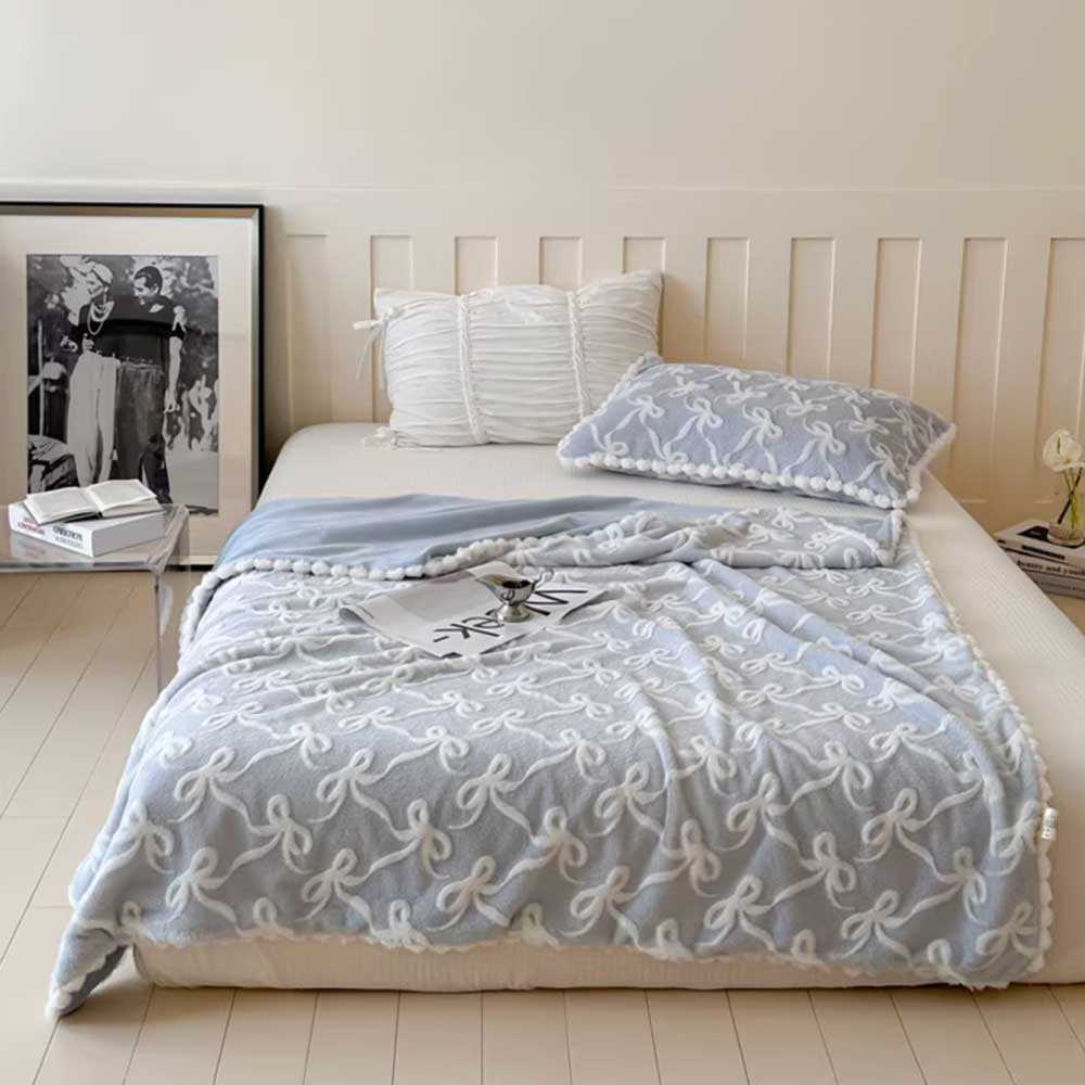 5color fur ribbon blanket