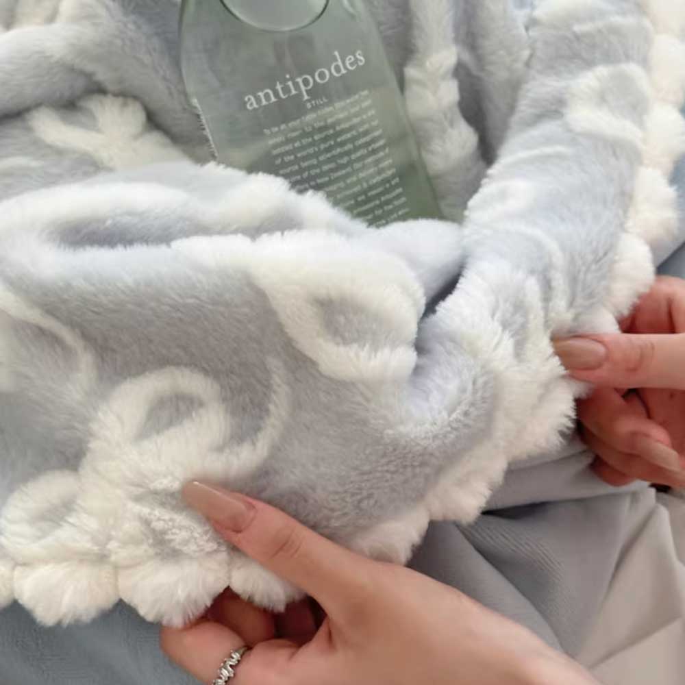 5color fur ribbon blanket