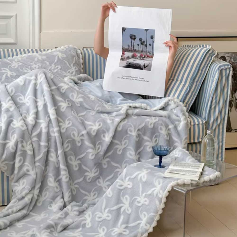 5color fur ribbon blanket