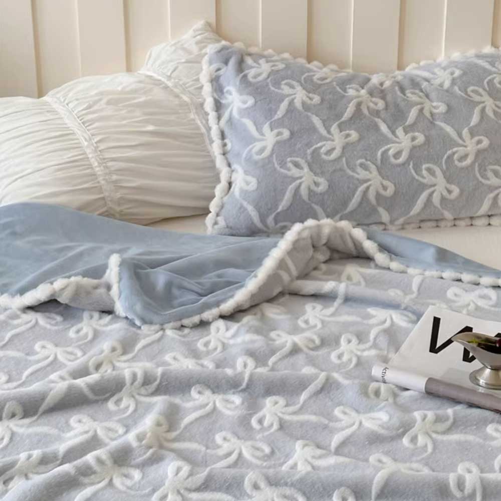 5color fur ribbon blanket