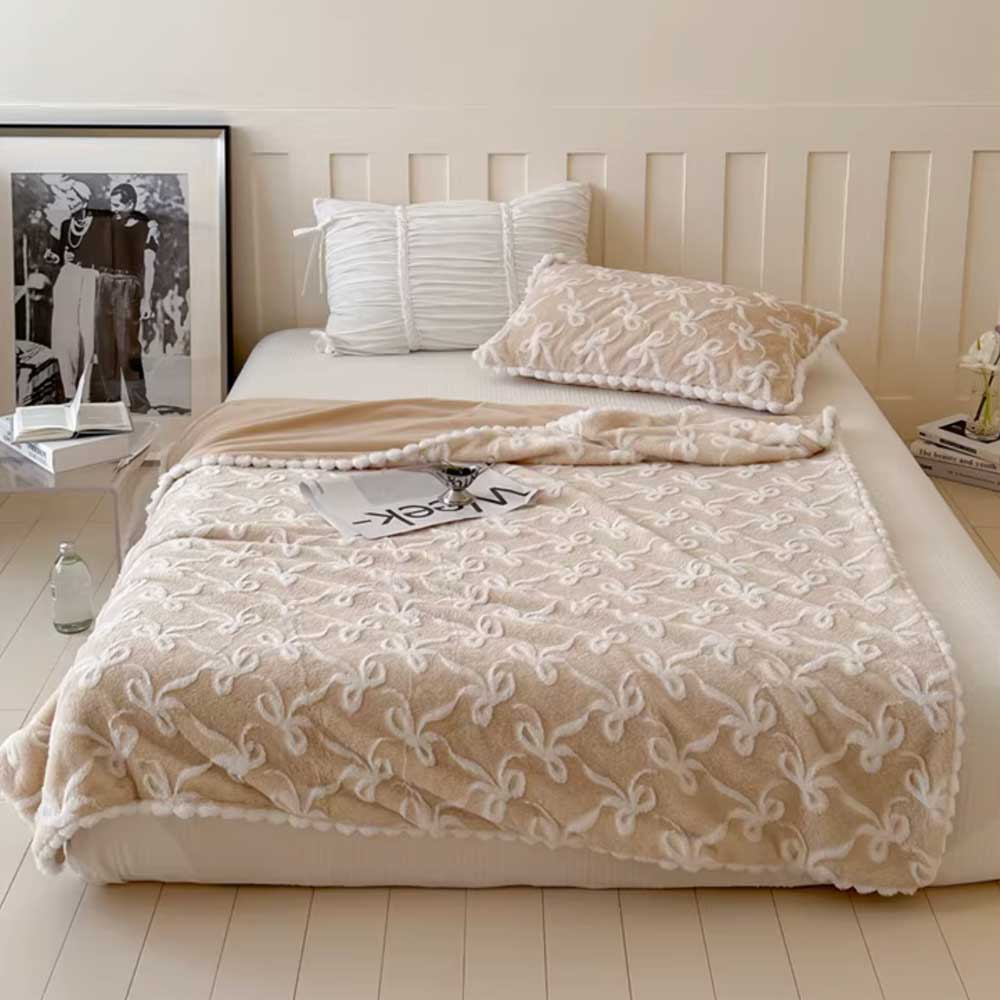 5color fur ribbon blanket