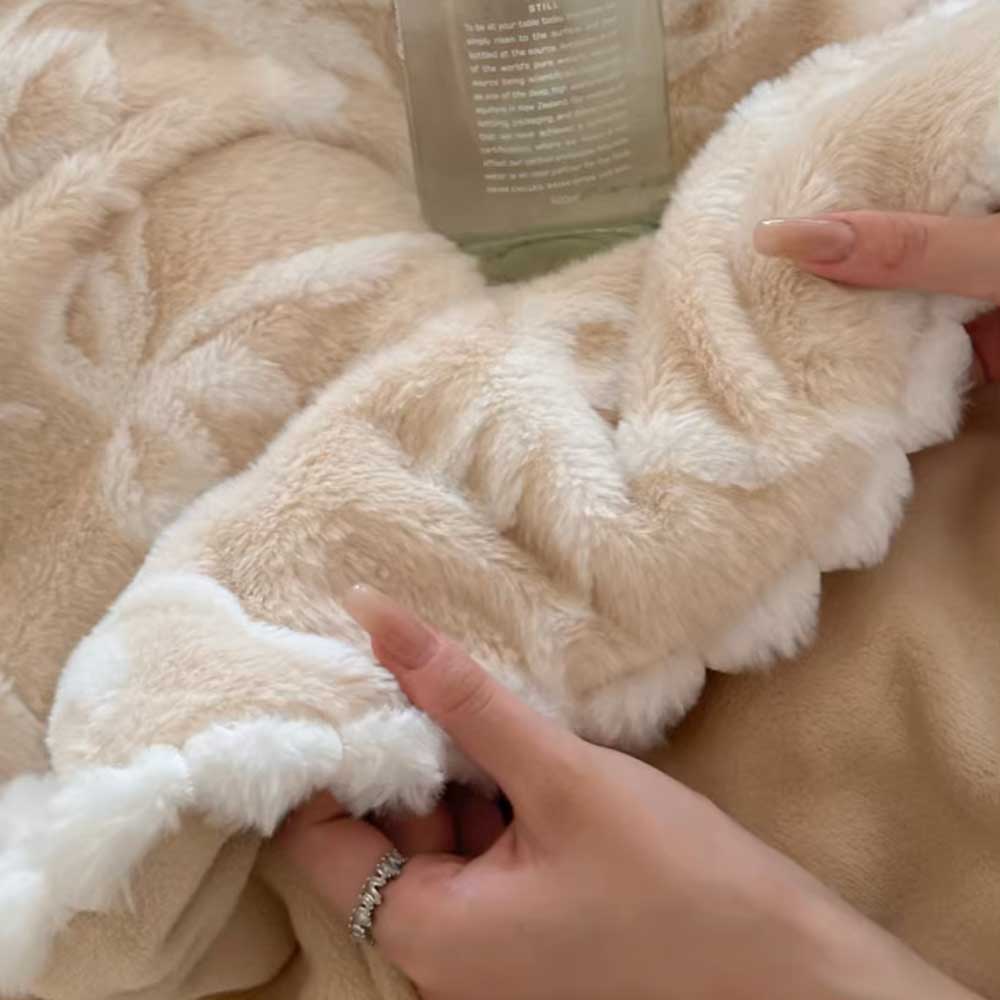 5color fur ribbon blanket