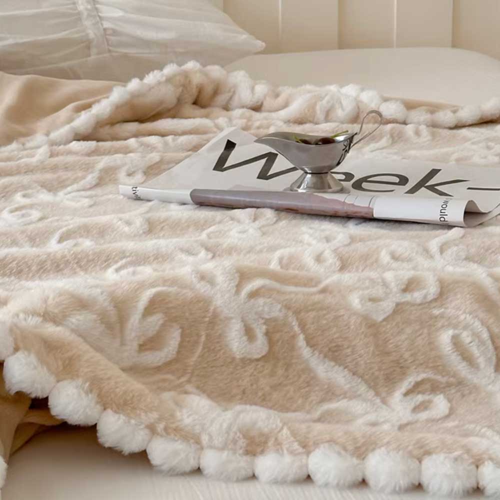 5color fur ribbon blanket