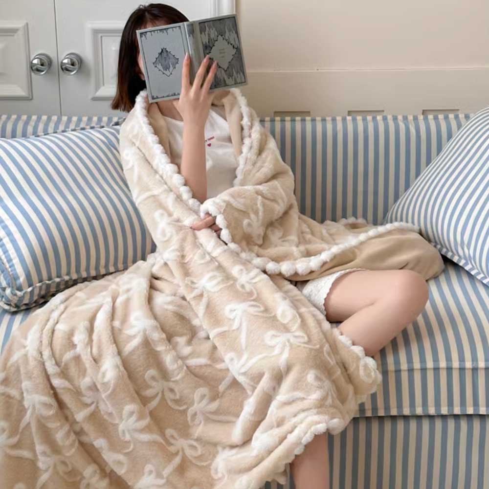 5color fur ribbon blanket