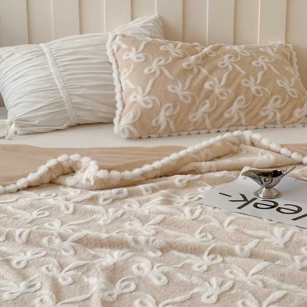 5color fur ribbon blanket