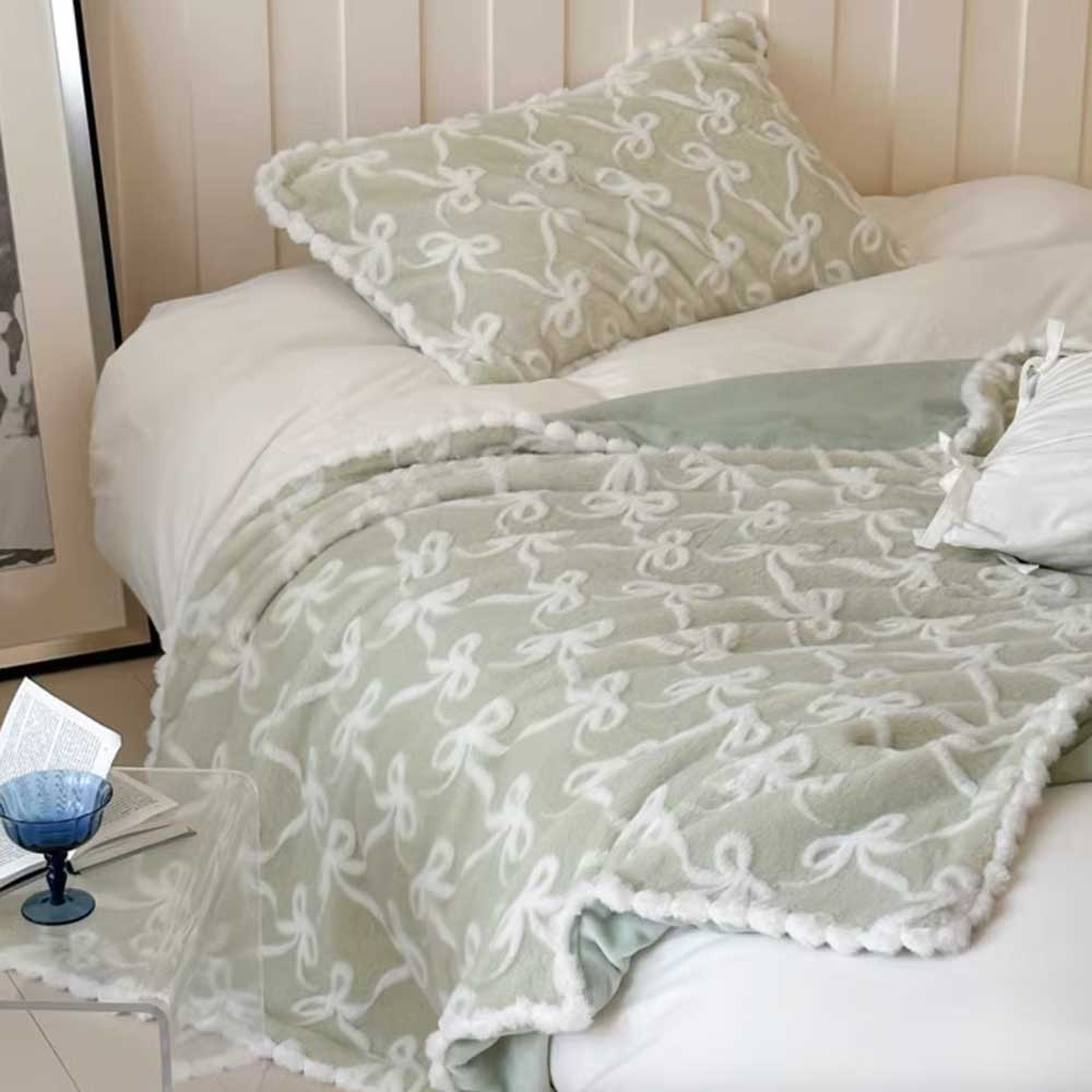 5color fur ribbon blanket