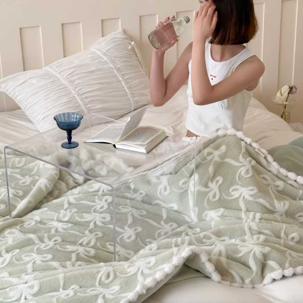 5color fur ribbon blanket