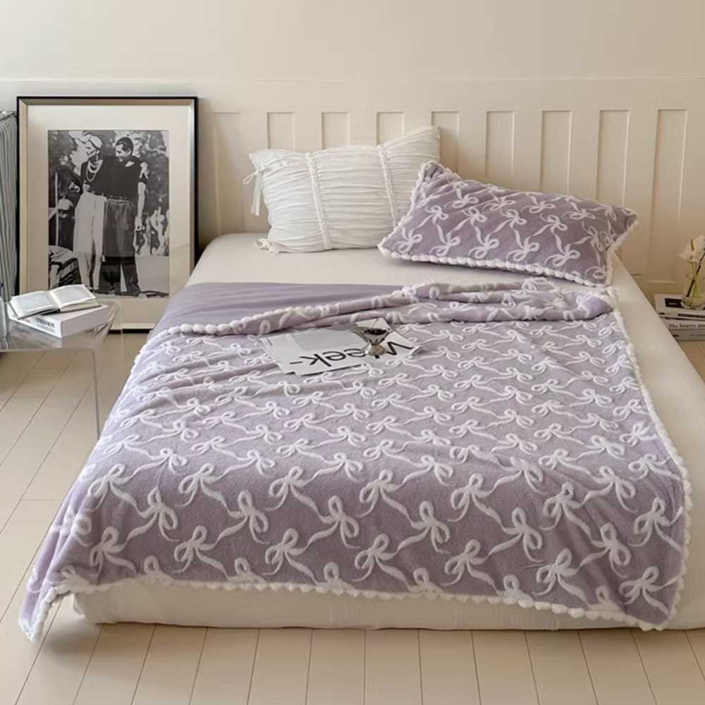 5color fur ribbon blanket