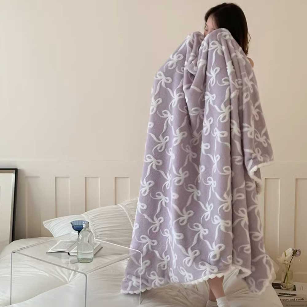 5color fur ribbon blanket