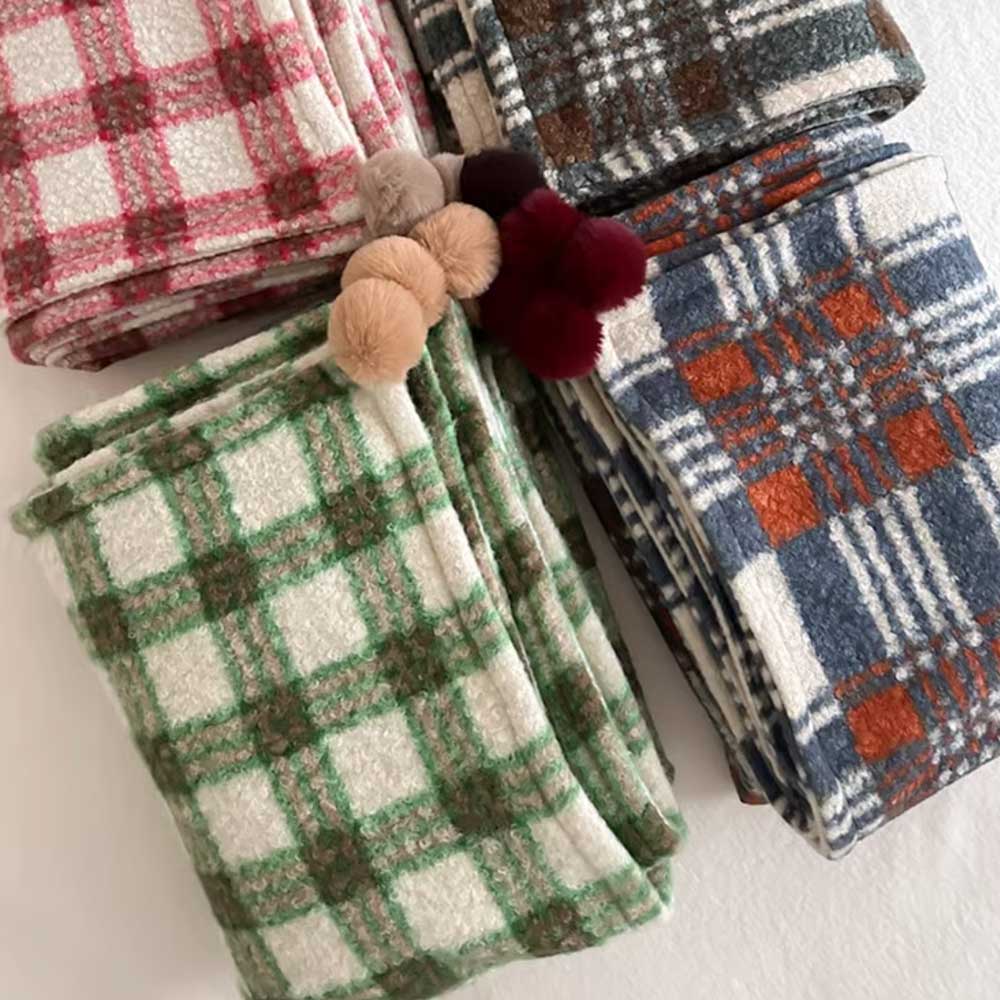 4color check knit blanket