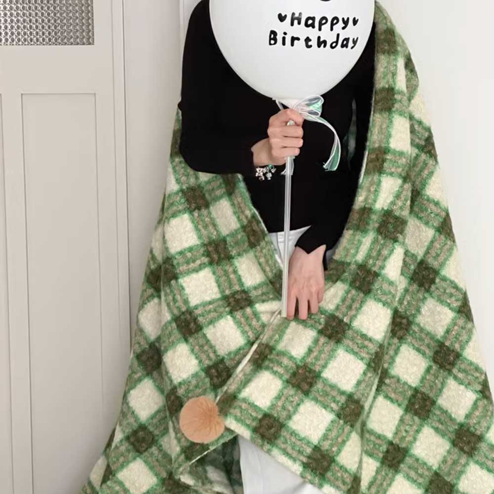 4color check knit blanket