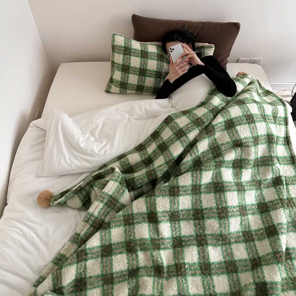 4color check knit blanket