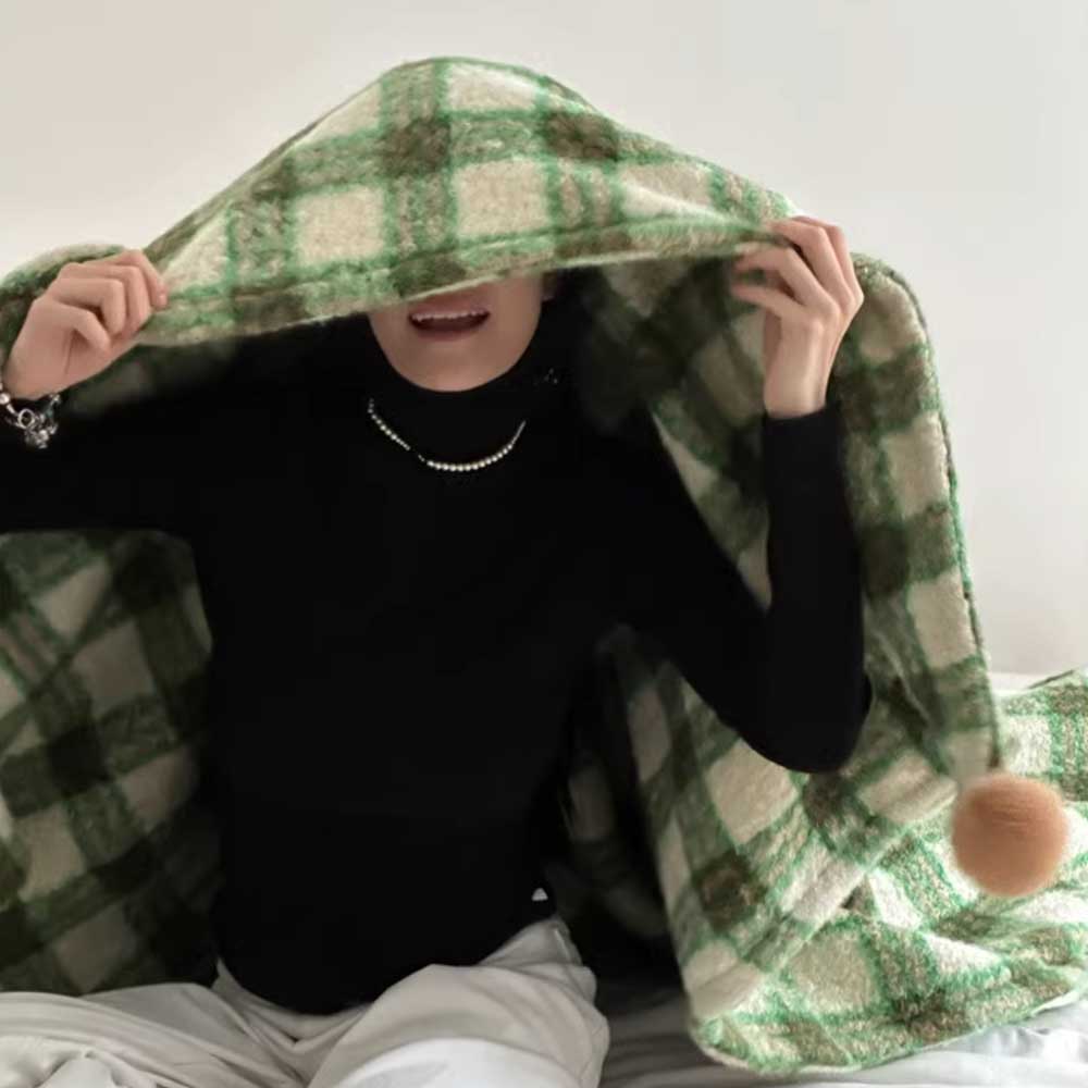 4color check knit blanket