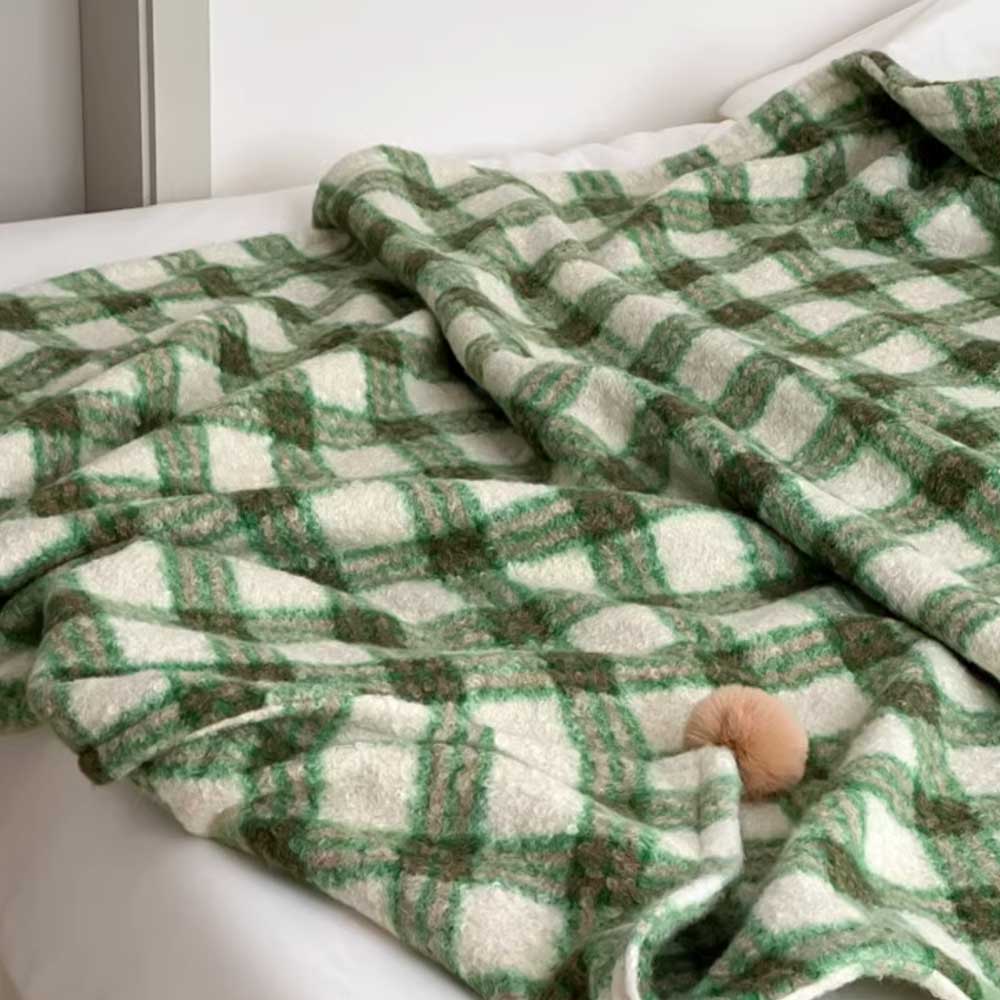 4color check knit blanket