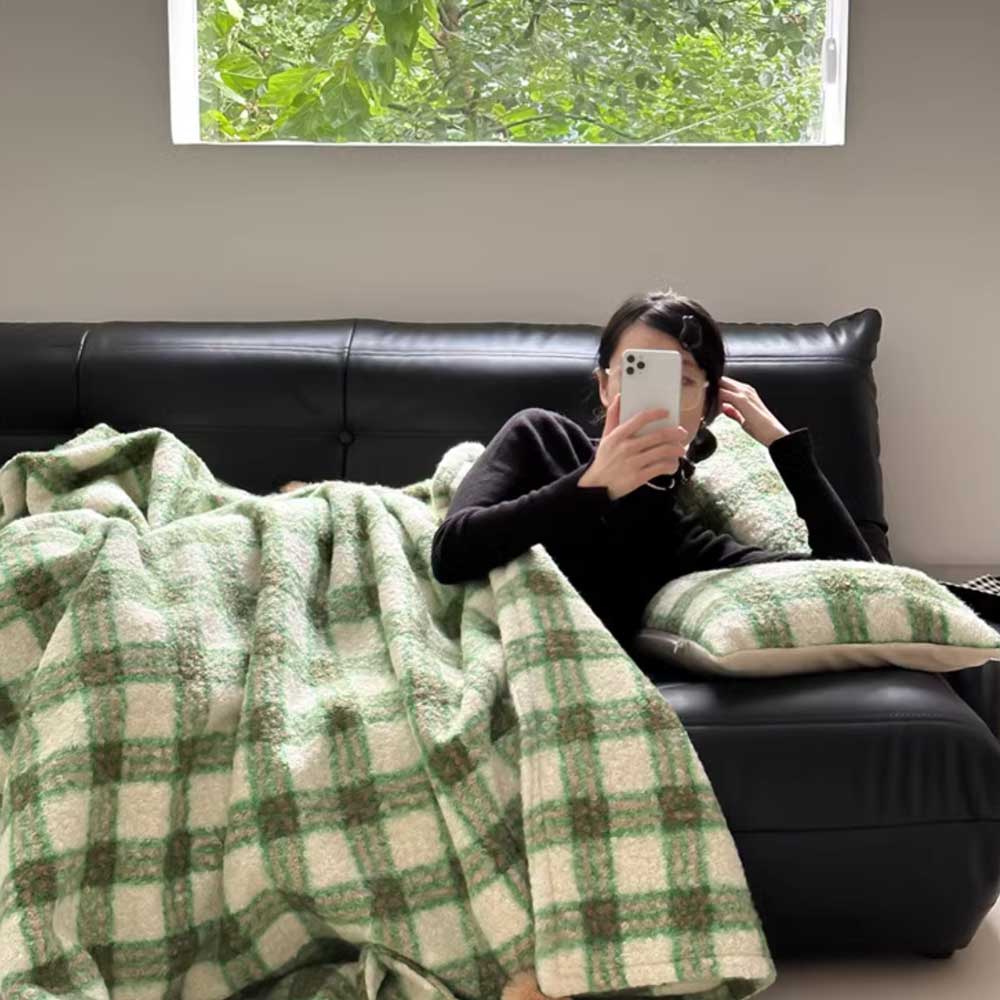 4color check knit blanket