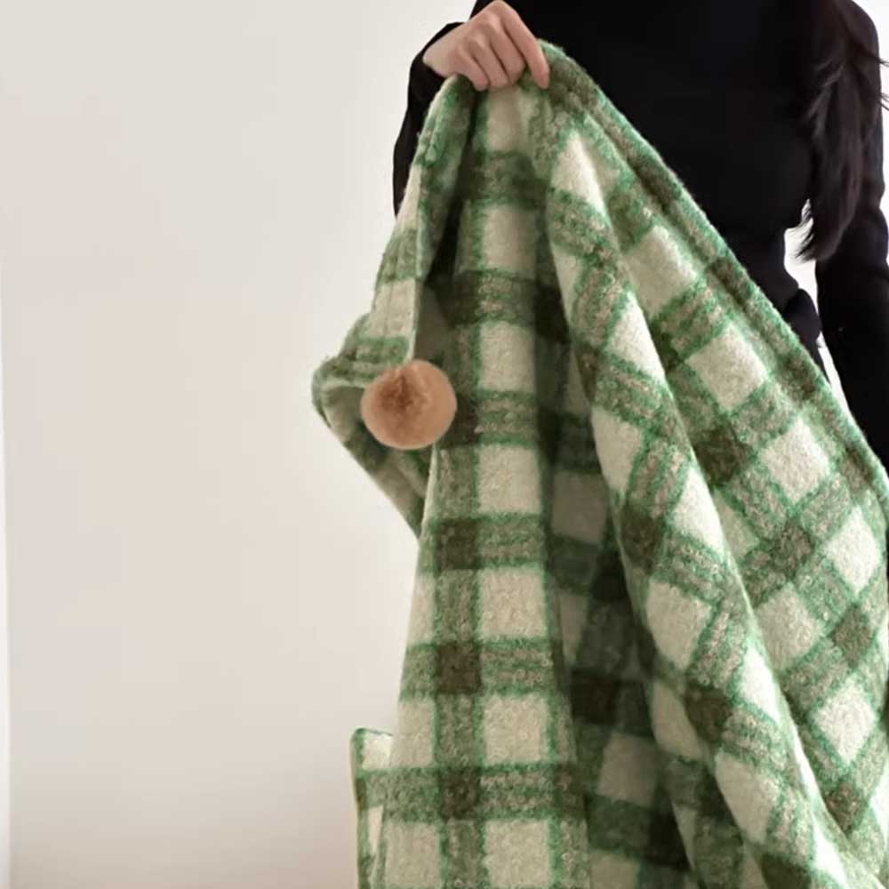 4color check knit blanket