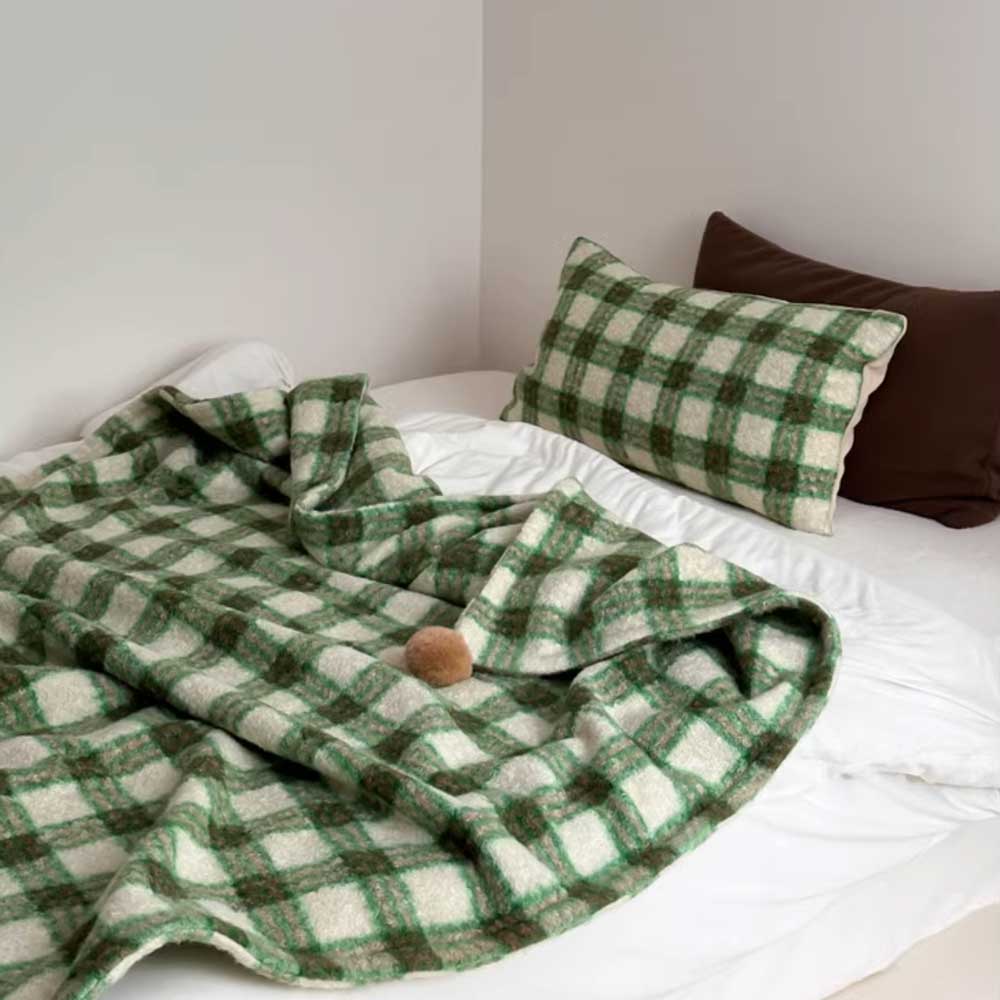 4color check knit blanket