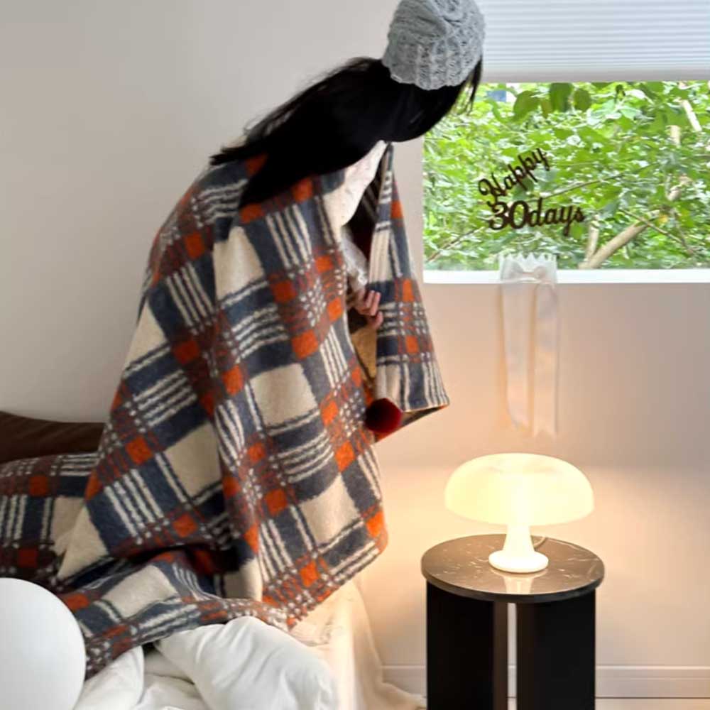 4color check knit blanket