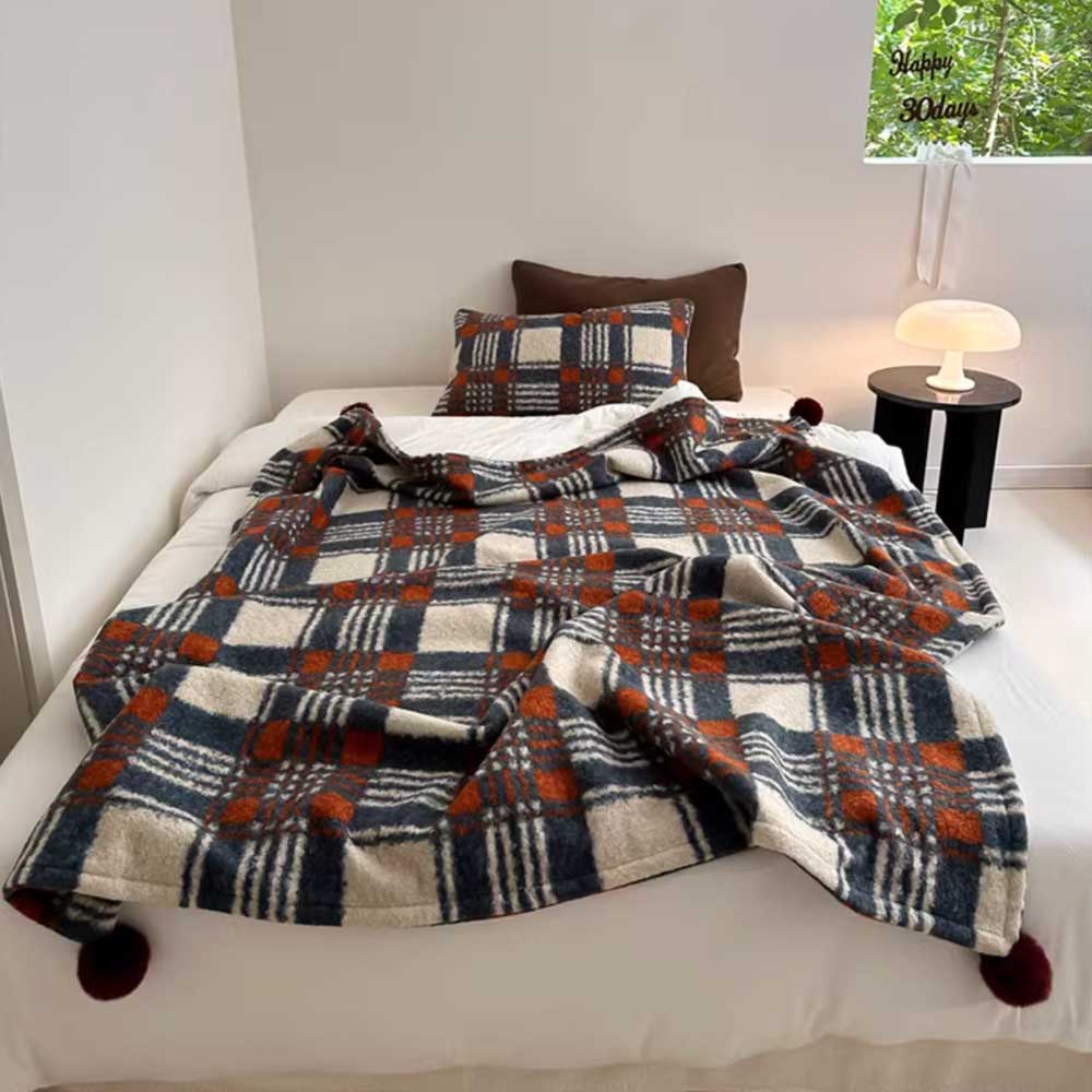 4color check knit blanket