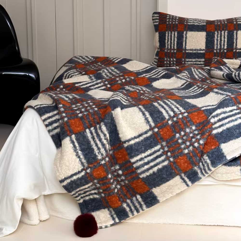 4color check knit blanket