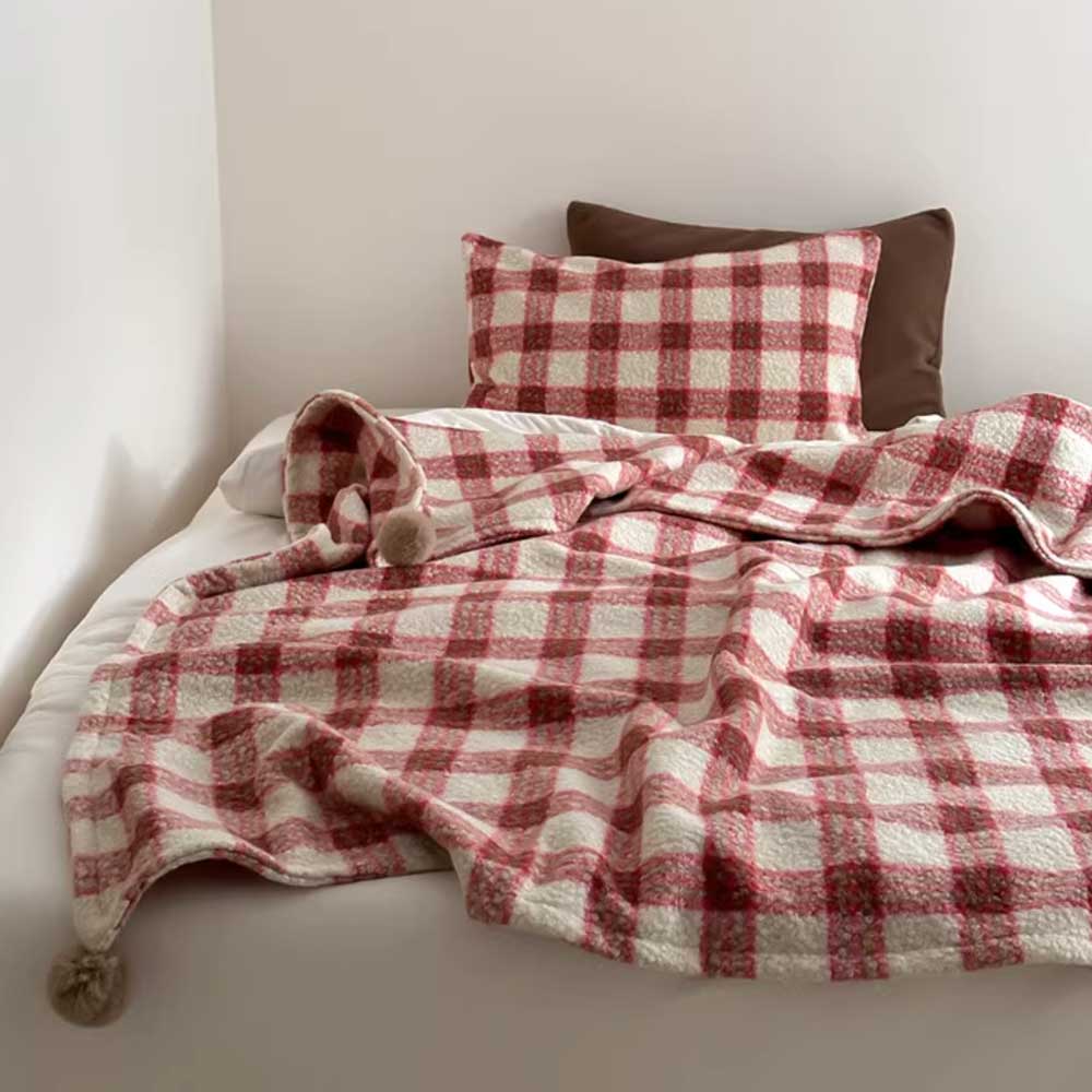 4color check knit blanket