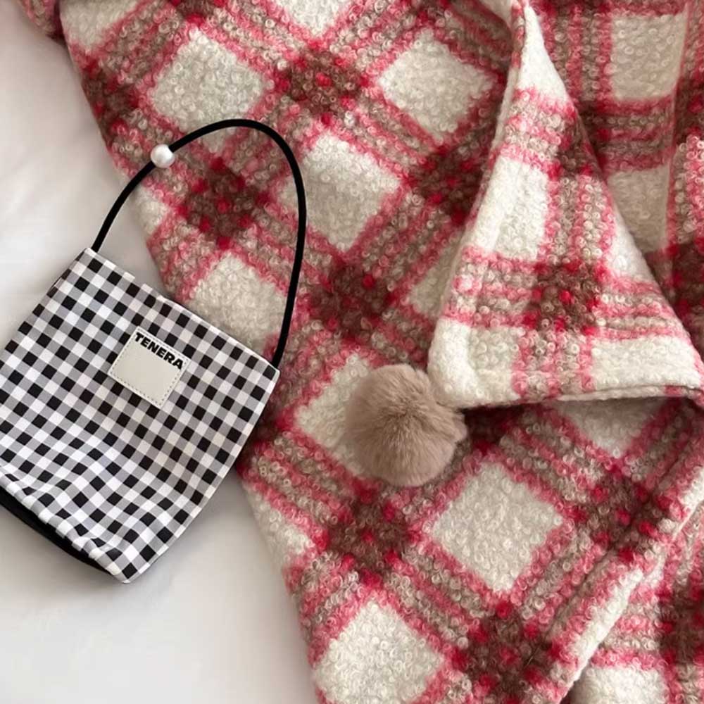 4color check knit blanket