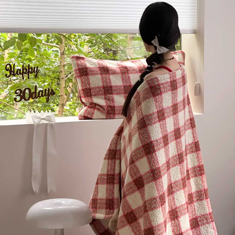 4color check knit blanket