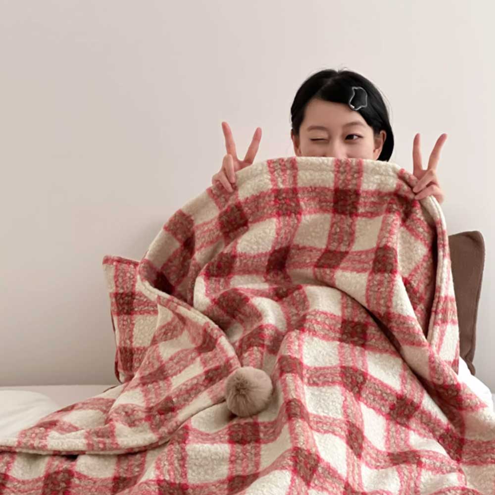 4color check knit blanket