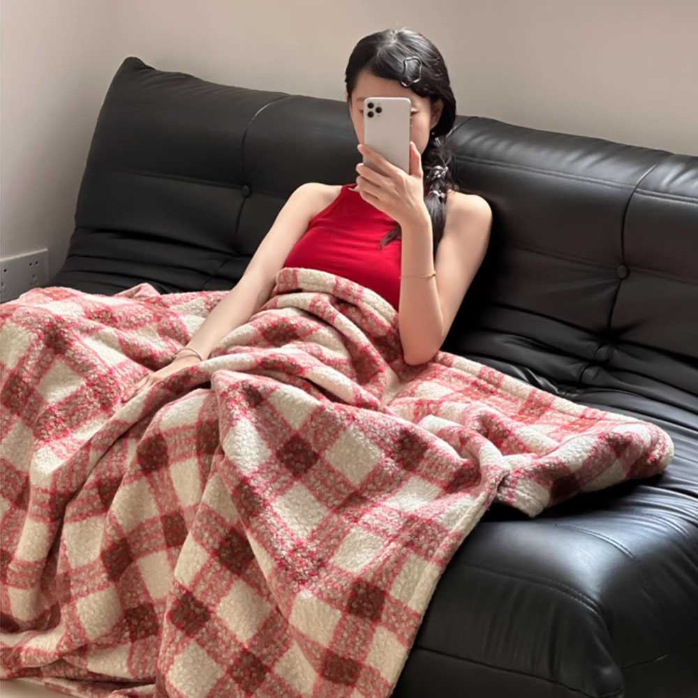 4color check knit blanket