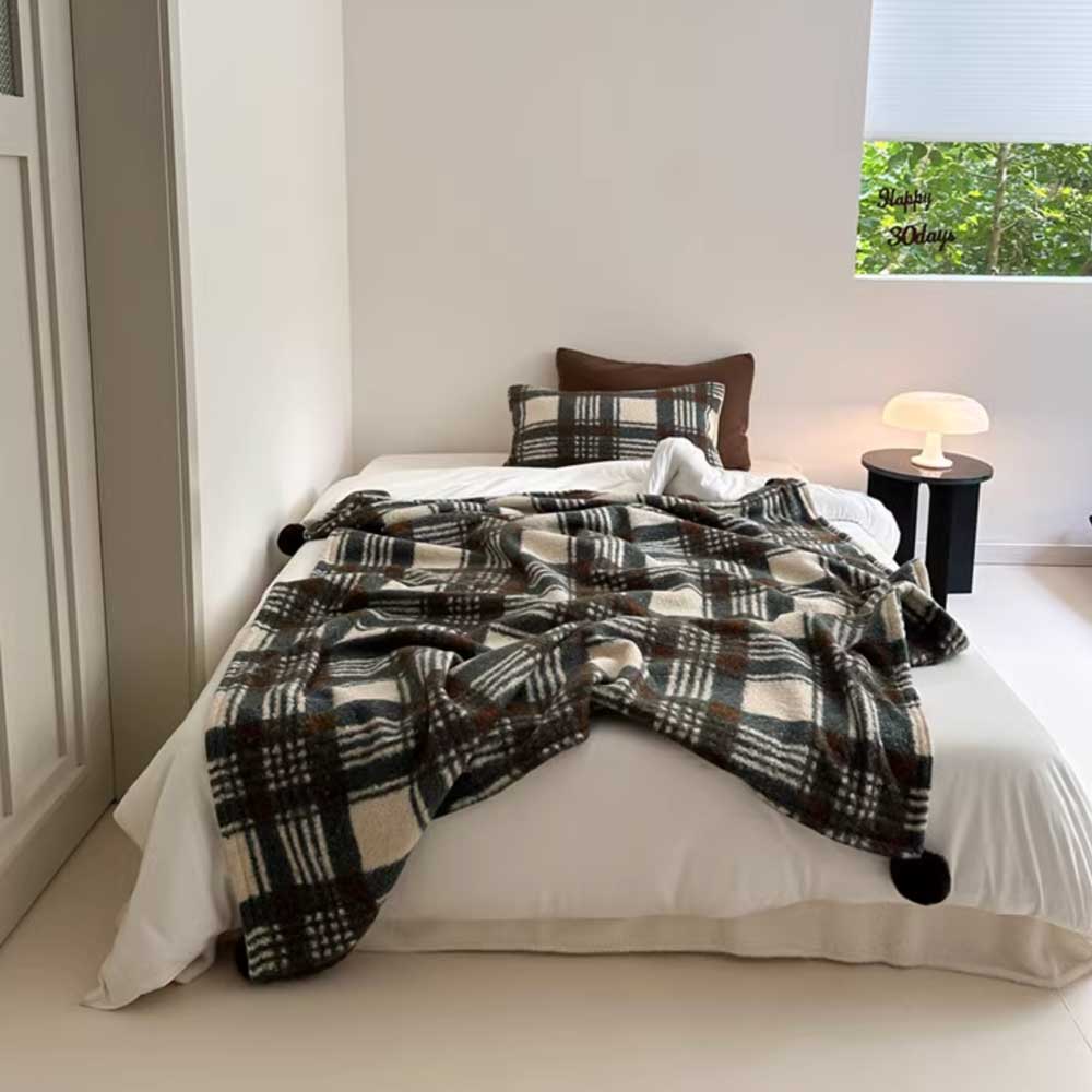 4color check knit blanket