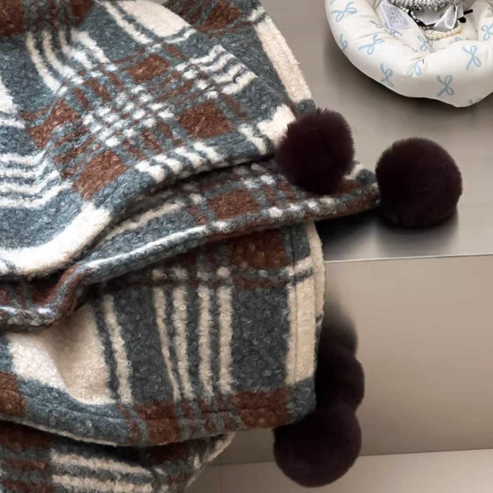 4color check knit blanket