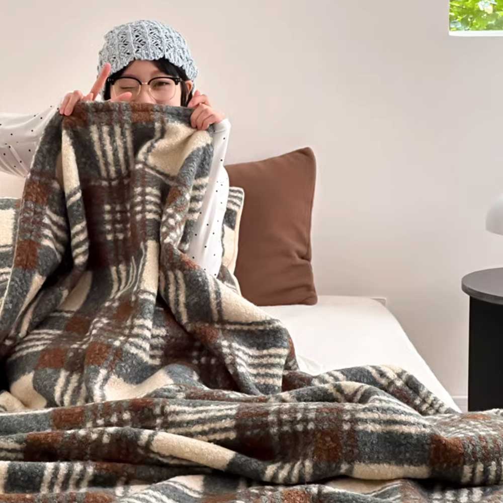 4color check knit blanket
