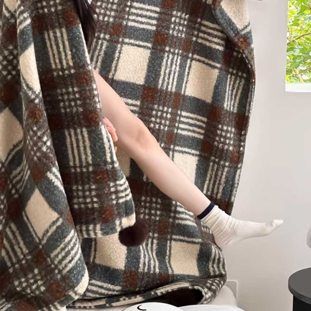 4color check knit blanket