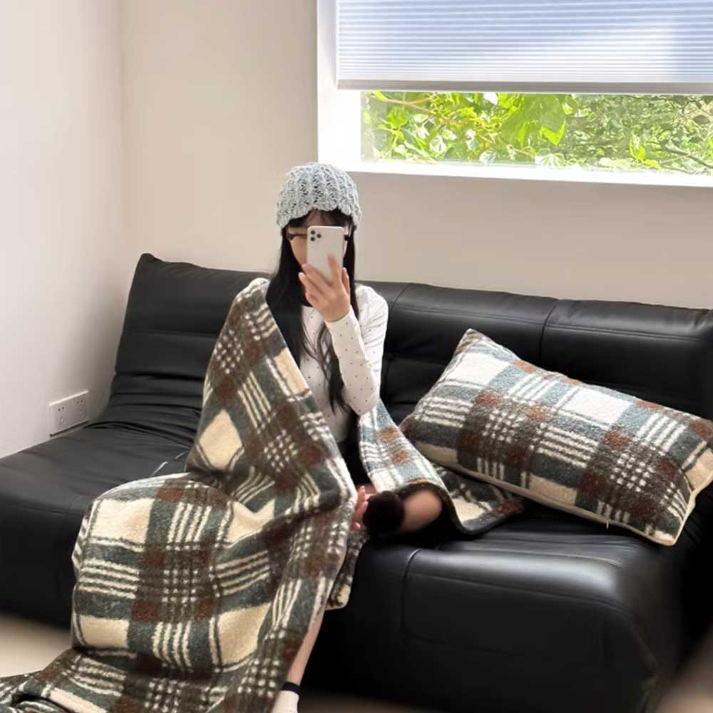 4color check knit blanket