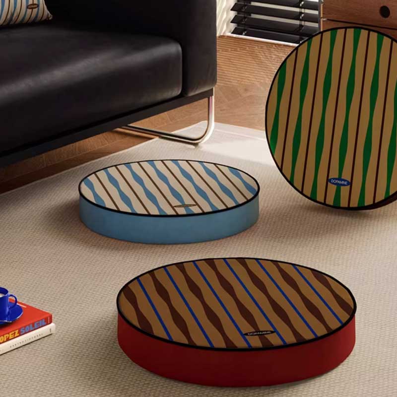 4color retro stripe round cushion