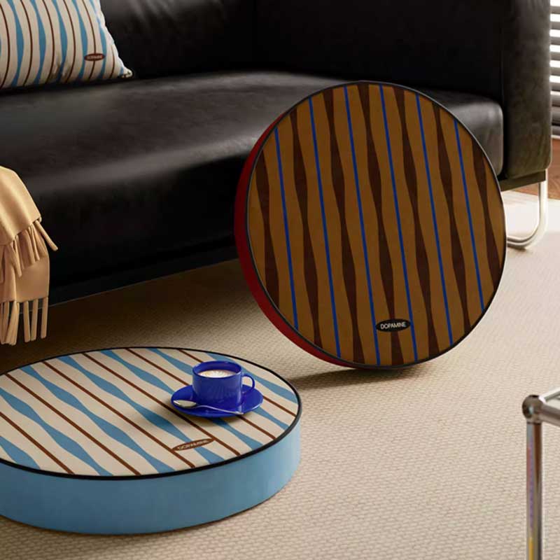 4color retro stripe round cushion