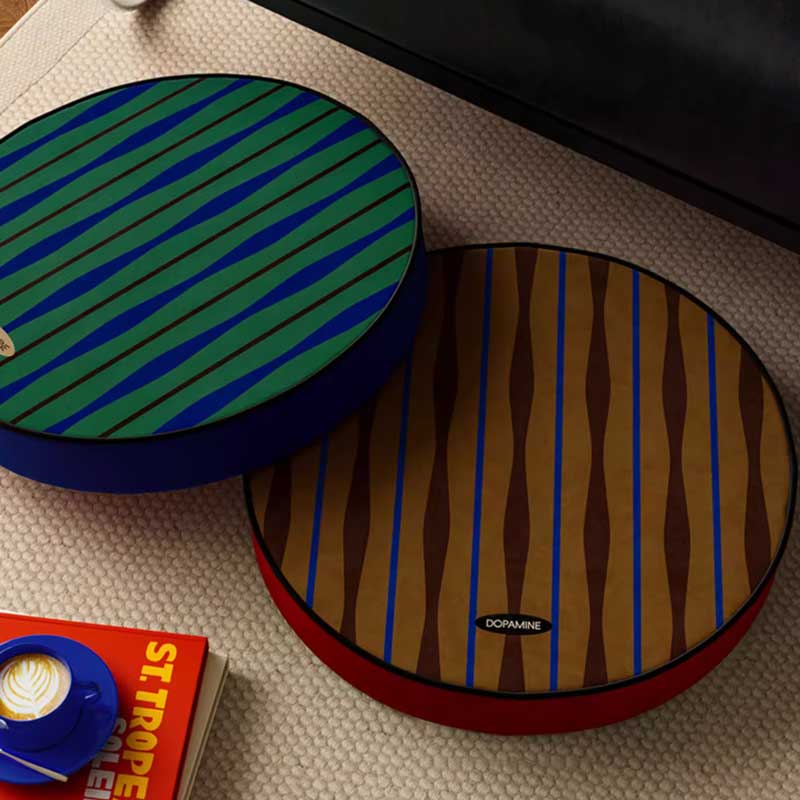 4color retro stripe round cushion
