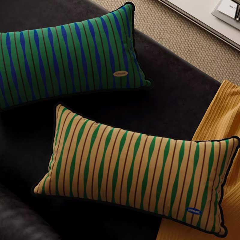4color retro stripe long cushion