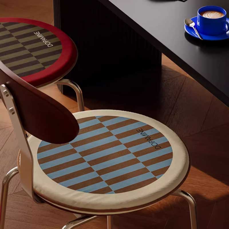 4color retro check chair cushion