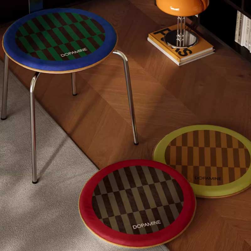 4color retro check chair cushion