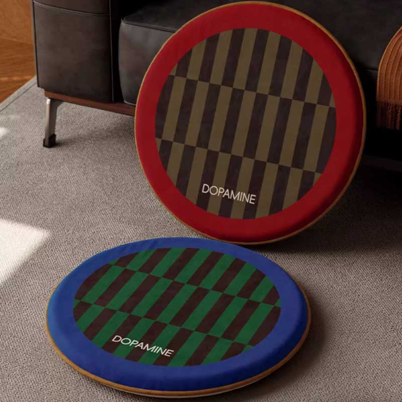 4color retro check chair cushion