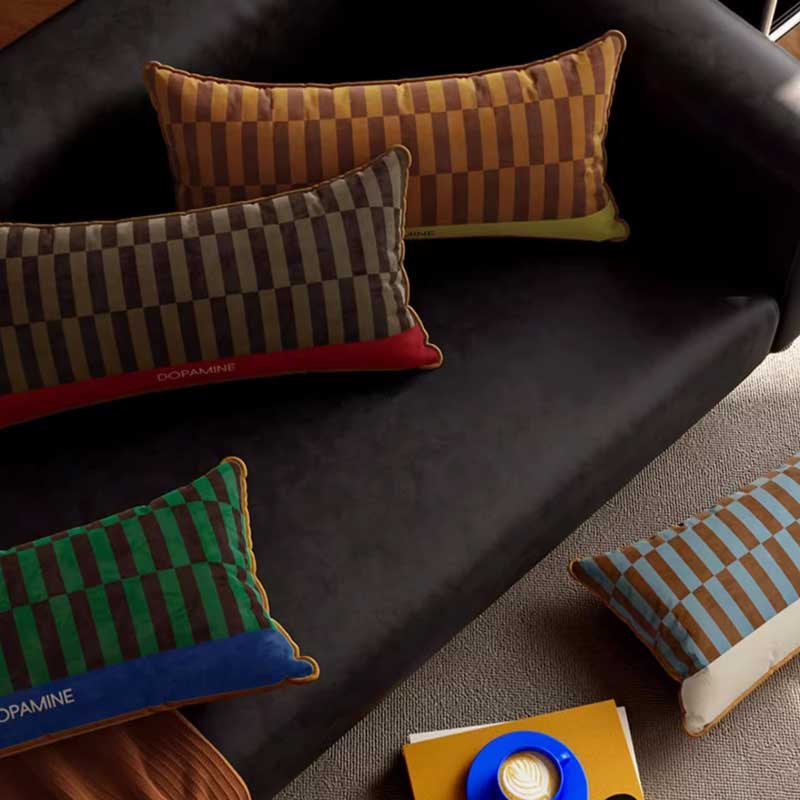 4color retro check long cushion