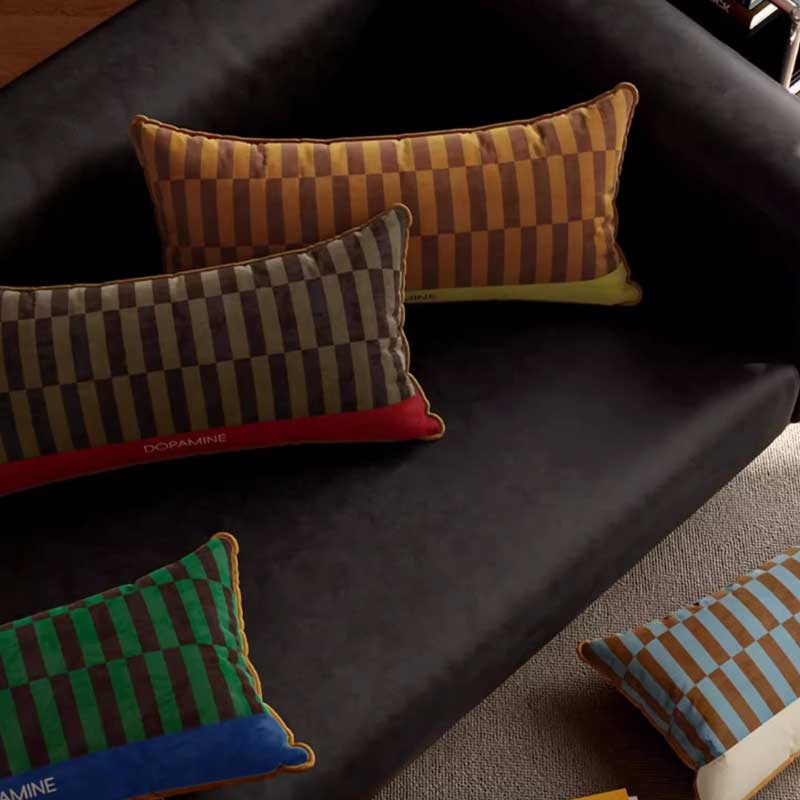 4color retro check long cushion