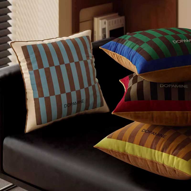 4color retro check cushion